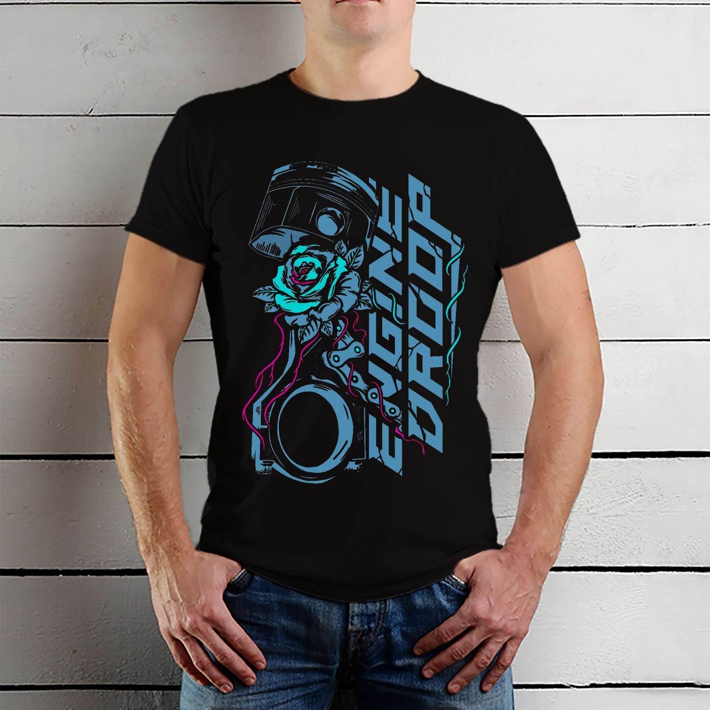ENGINE DROOP - Unisex Round Neck Regular Fit 100% Combed Cotton Half Sleeve T-Shirt - Mojilo Mart