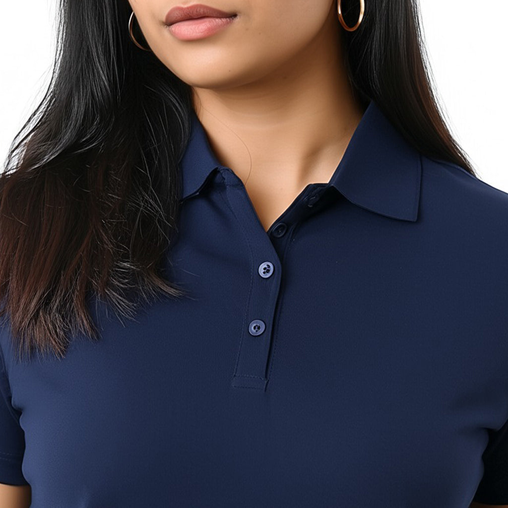 women staff uniform Polo Neck Cotton T-Shirt with DTF Printing and custom Sexy Office Girls Tshirt Logo Design