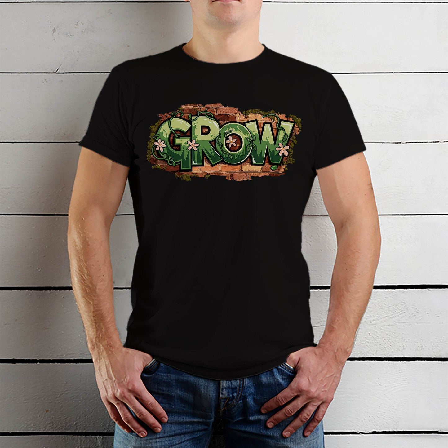 GROW - Unisex Round Neck Regular Fit 100% Combed Cotton Half Sleeve T-Shirt - Mojilo Mart