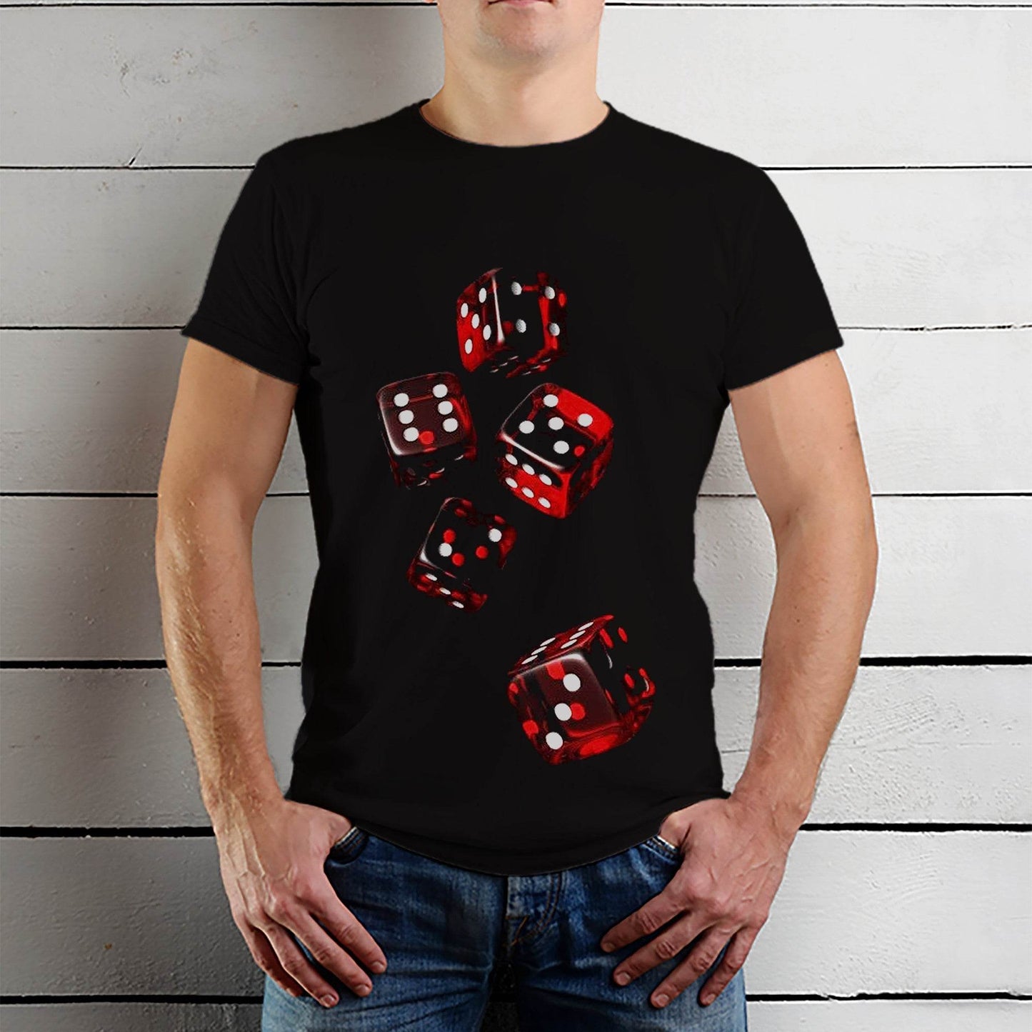 Game Five Dice Pattern - Unisex Round Neck Regular Fit 100% Combed Cotton Half Sleeve T-Shirt - Mojilo Mart