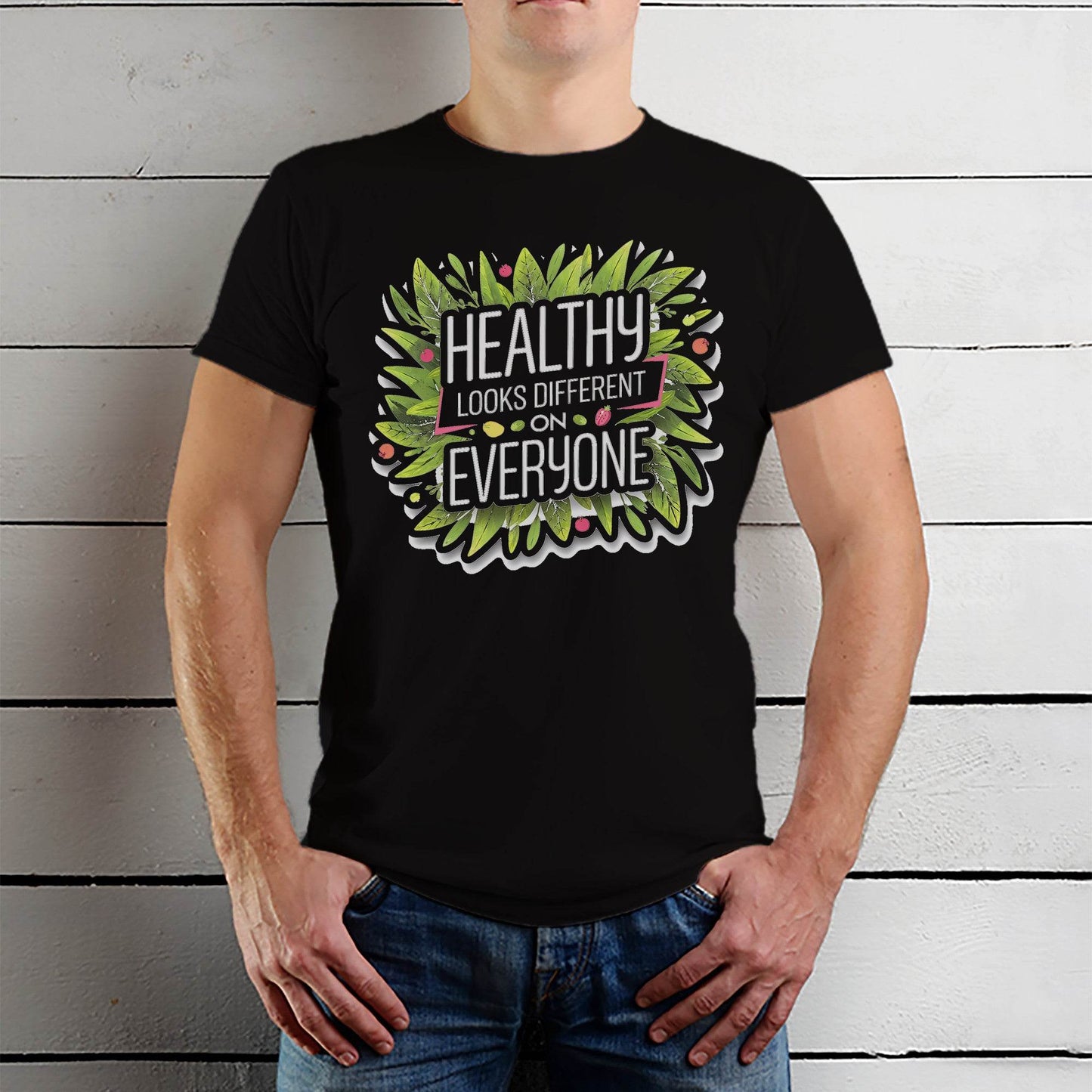 HEALTHY LOOKS DIFFERENT ON EVERYONE - Unisex Round Neck Regular Fit 100% Combed Cotton Half Sleeve T-Shirt - Mojilo Mart