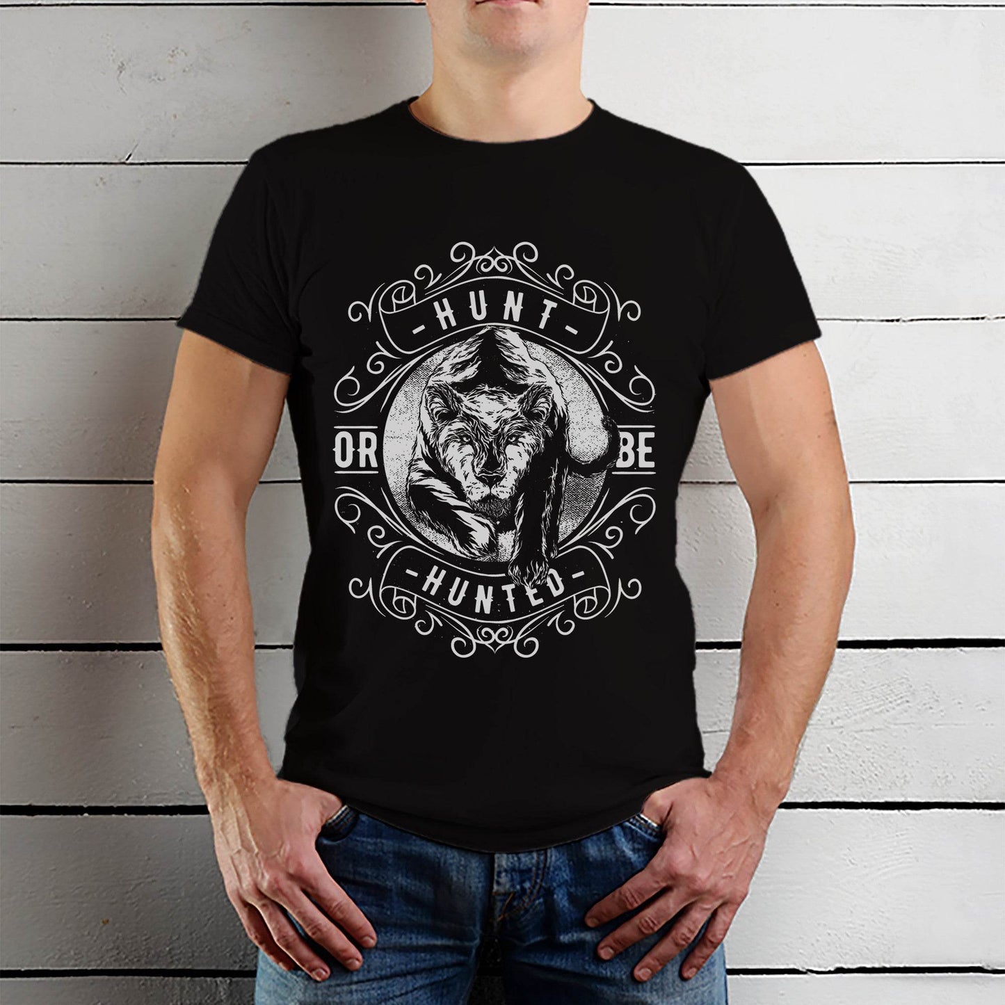 HUNT OR BE HUNTED - Unisex Round Neck Regular Fit 100% Combed Cotton Half Sleeve T-Shirt - Mojilo Mart