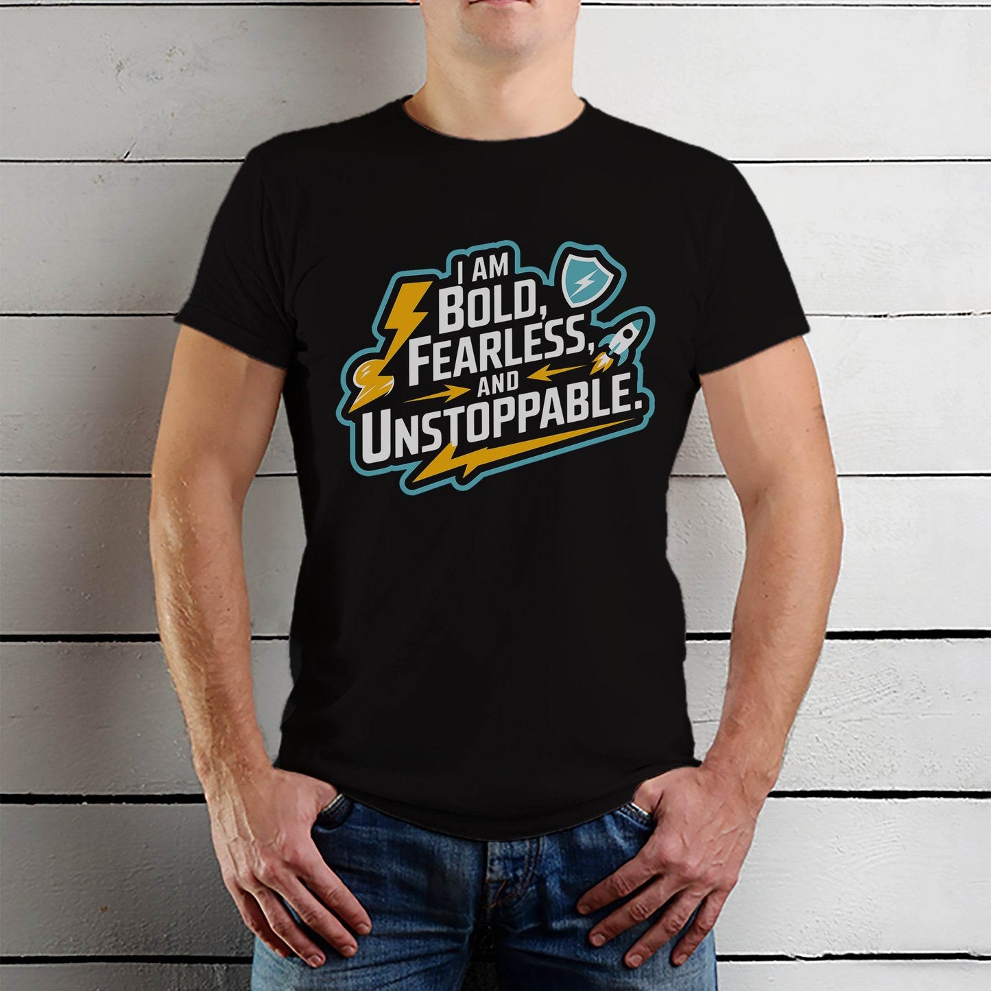 I AM BOLD FEARLESS AND UNSTOPPABLE - Unisex Round Neck Regular Fit 100% Combed Cotton Half Sleeve T-Shirt - Mojilo Mart