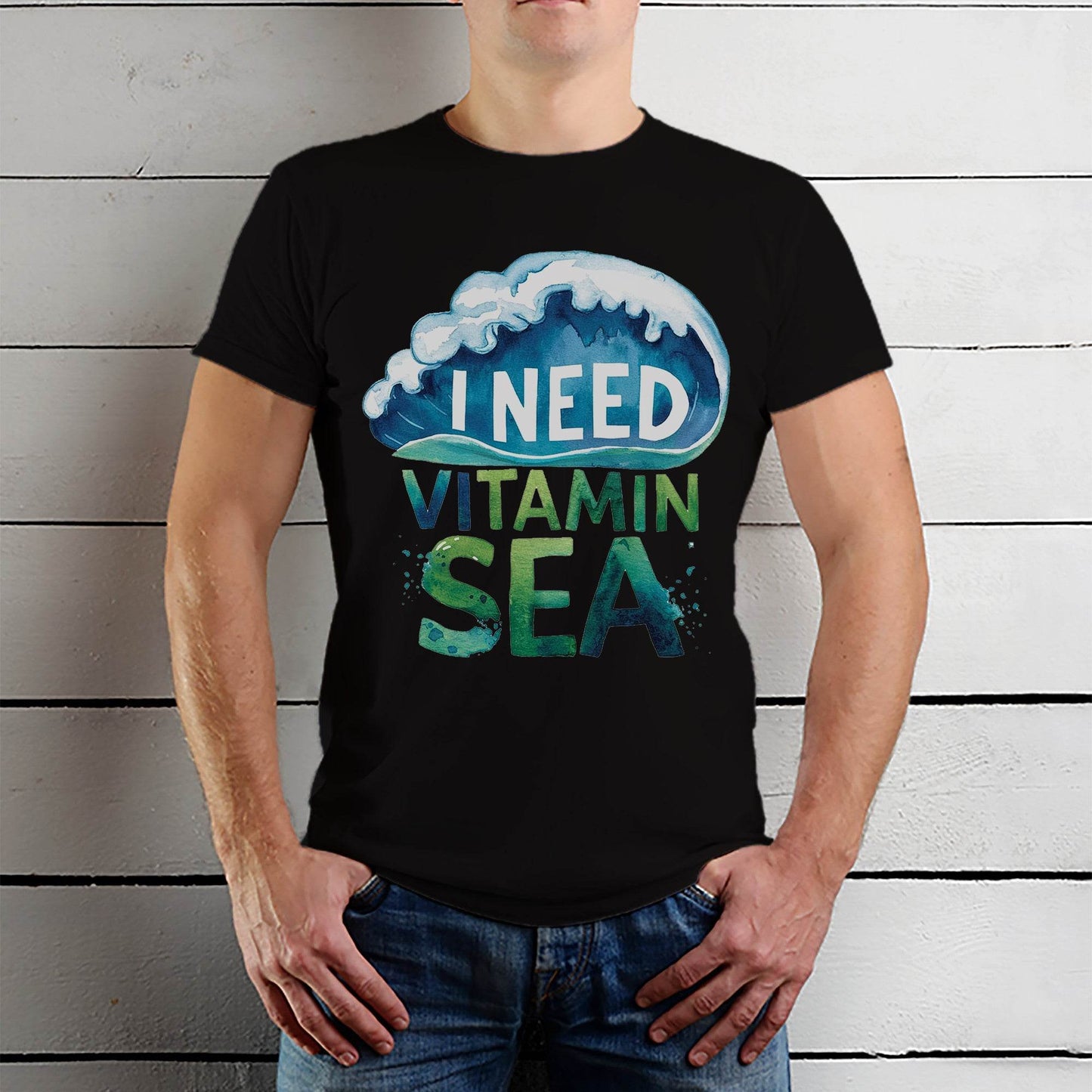 I Need Vitamin Sea - Unisex Round Neck Regular Fit 100% Combed Cotton Half Sleeve T-Shirt - Mojilo Mart
