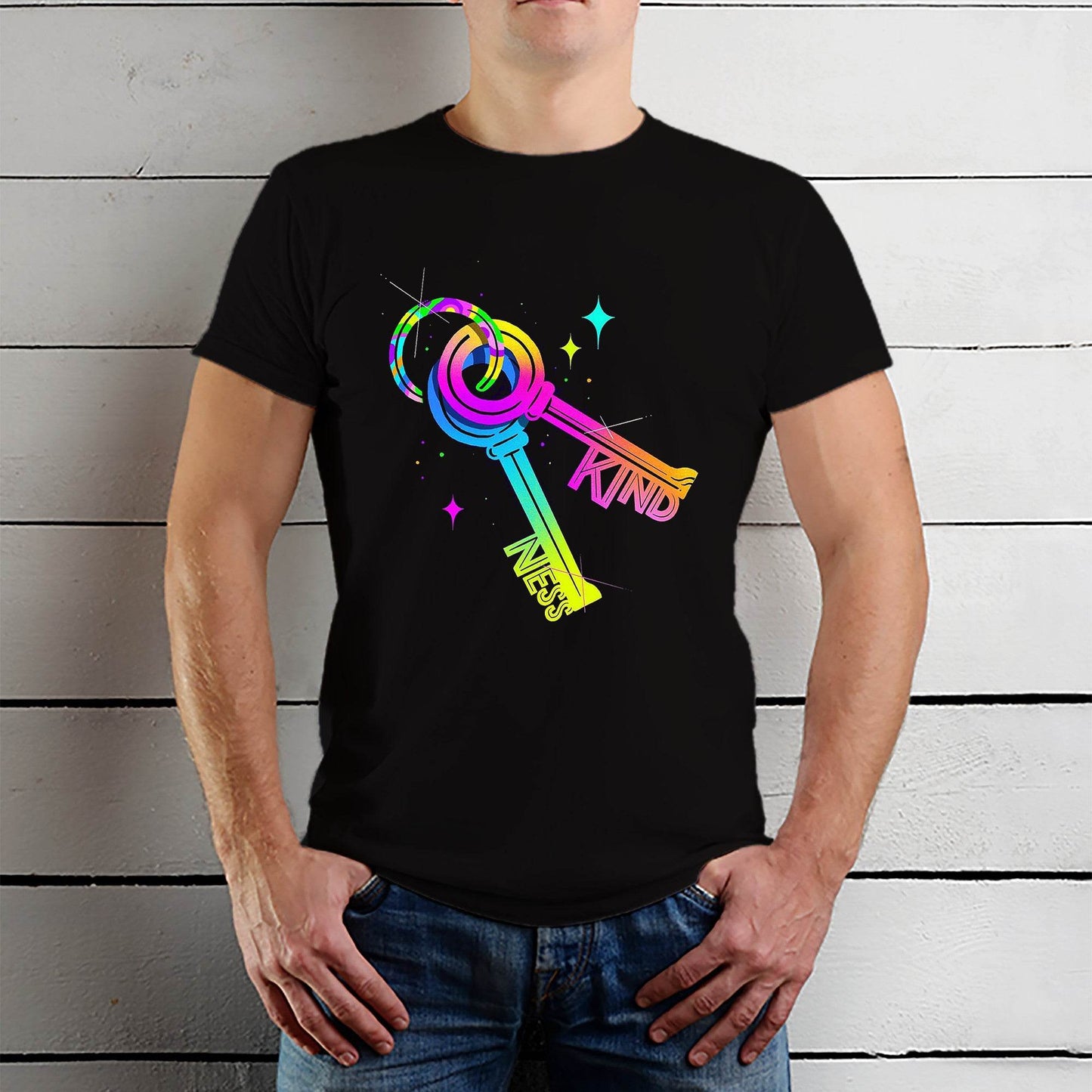 Keys Kind Ness - Unisex Round Neck Regular Fit 100% Combed Cotton Half Sleeve T-Shirt - Mojilo Mart