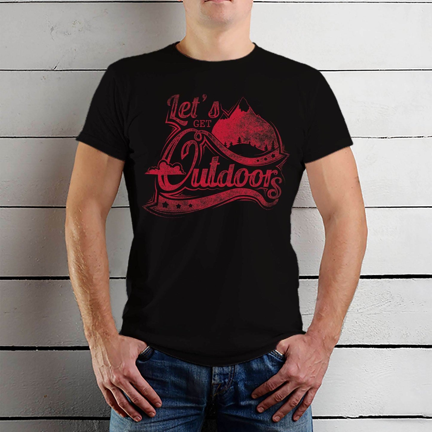 LET'S GET OUT DOORS - Unisex Round Neck Regular Fit 100% Combed Cotton Half Sleeve T-Shirt - Mojilo Mart