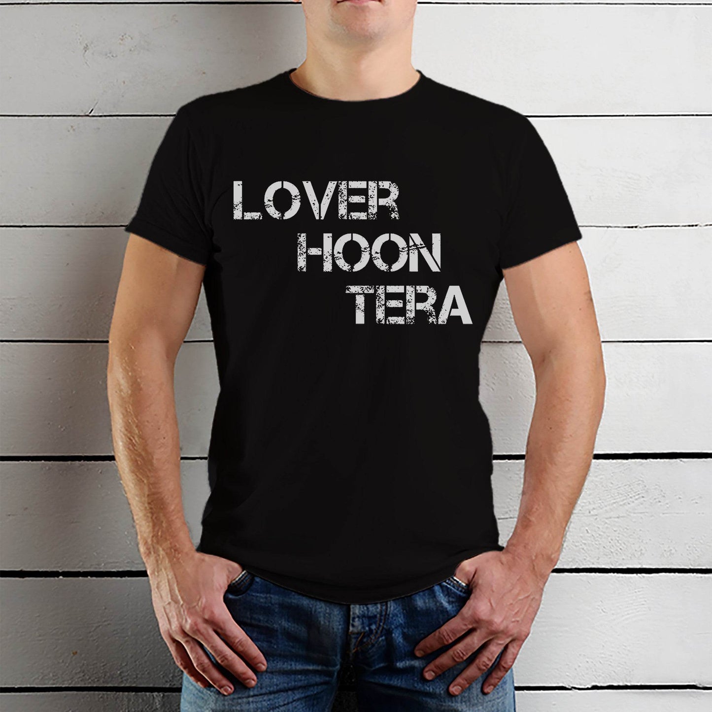 LOVER HOON TERA - Unisex Round Neck Regular Fit 100% Combed Cotton Half Sleeve T-Shirt - Mojilo Mart