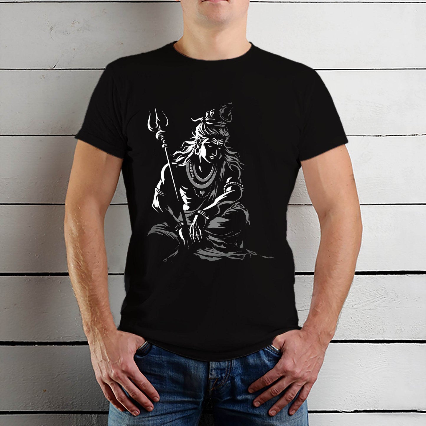 Lord Shiv Printed - Unisex Round Neck Regular Fit 100% Combed Cotton Half Sleeve T-Shirt - Mojilo Mart