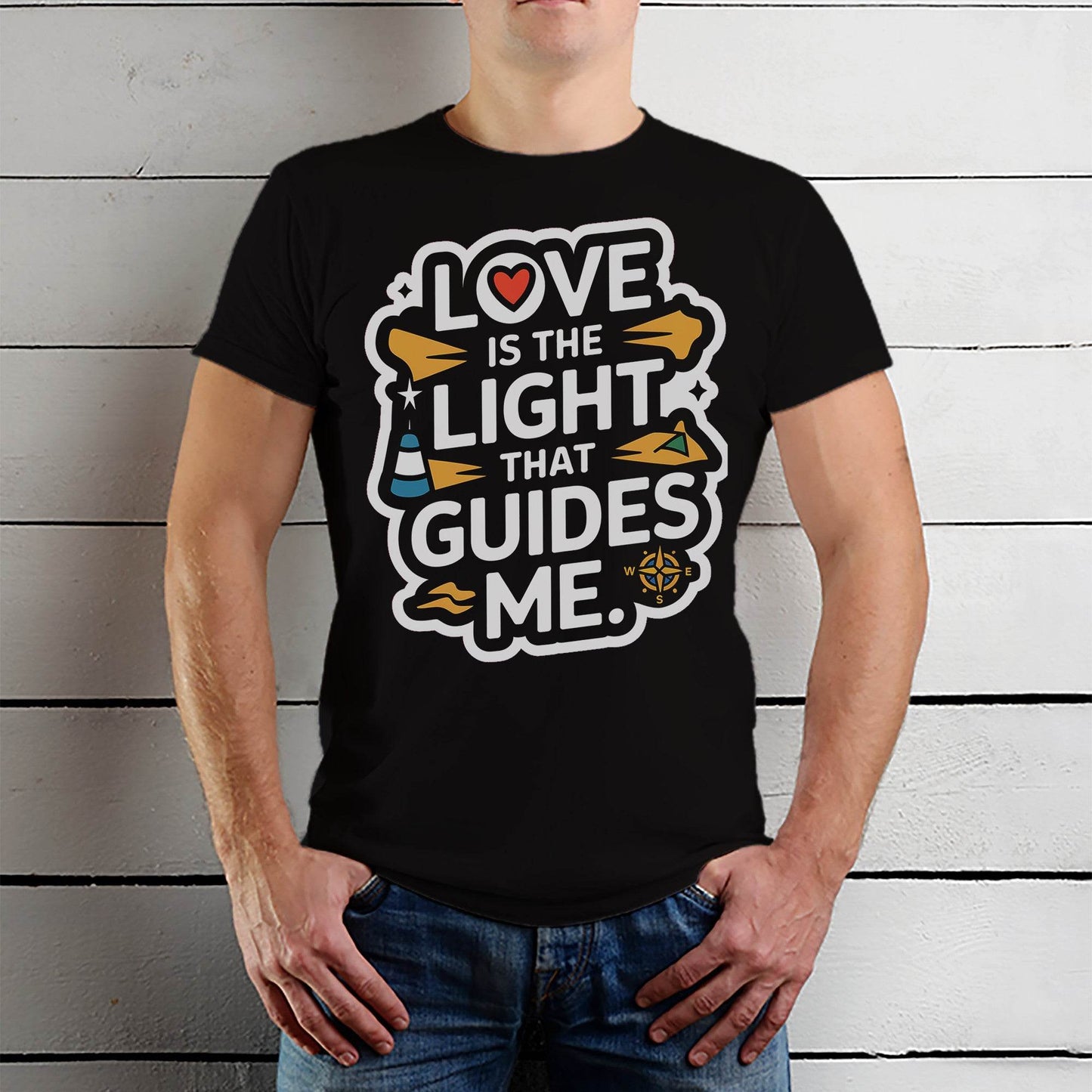 Love Is The Light That Guides Me - Unisex Round Neck Regular Fit 100% Combed Cotton Half Sleeve T-Shirt - Mojilo Mart