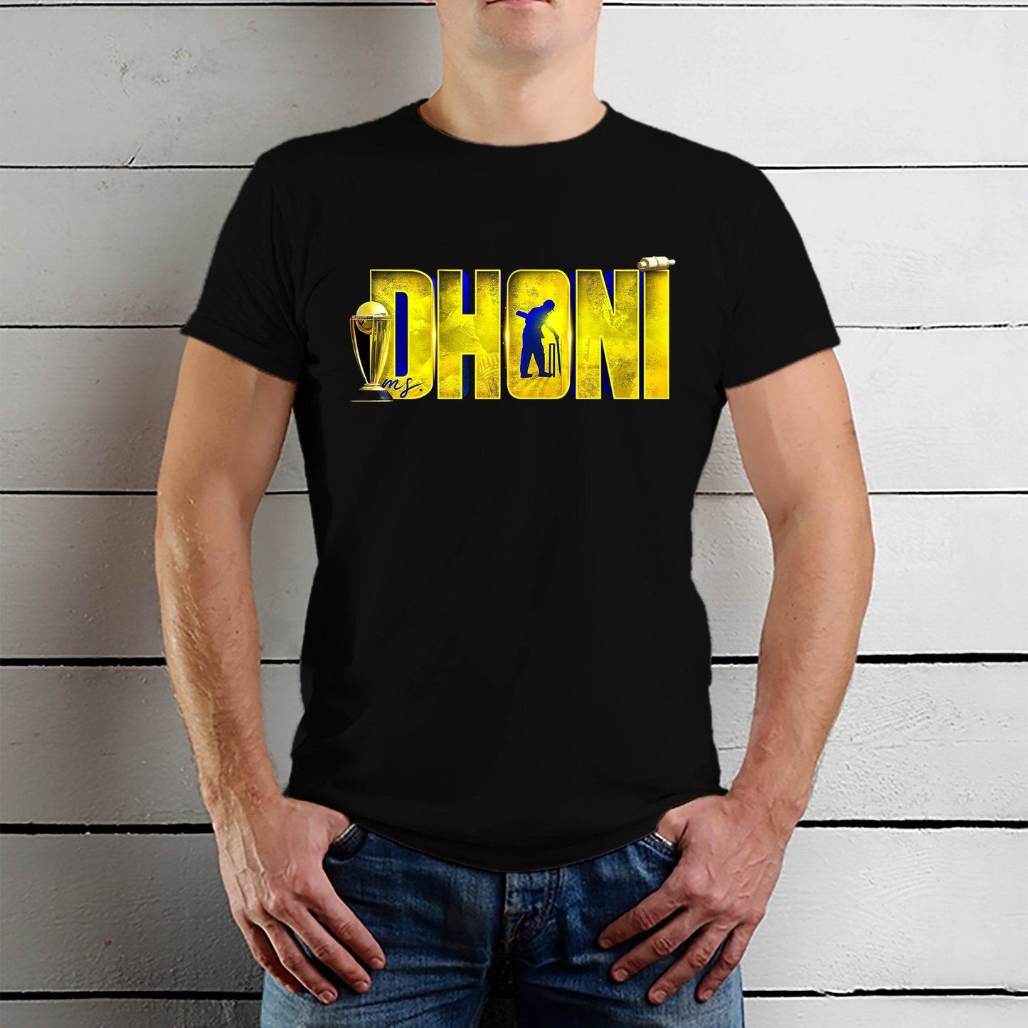 Multicolour Dhoni Edition - Unisex Round Neck Regular Fit 100% Combed Cotton Half Sleeve T-Shirt - Mojilo Mart