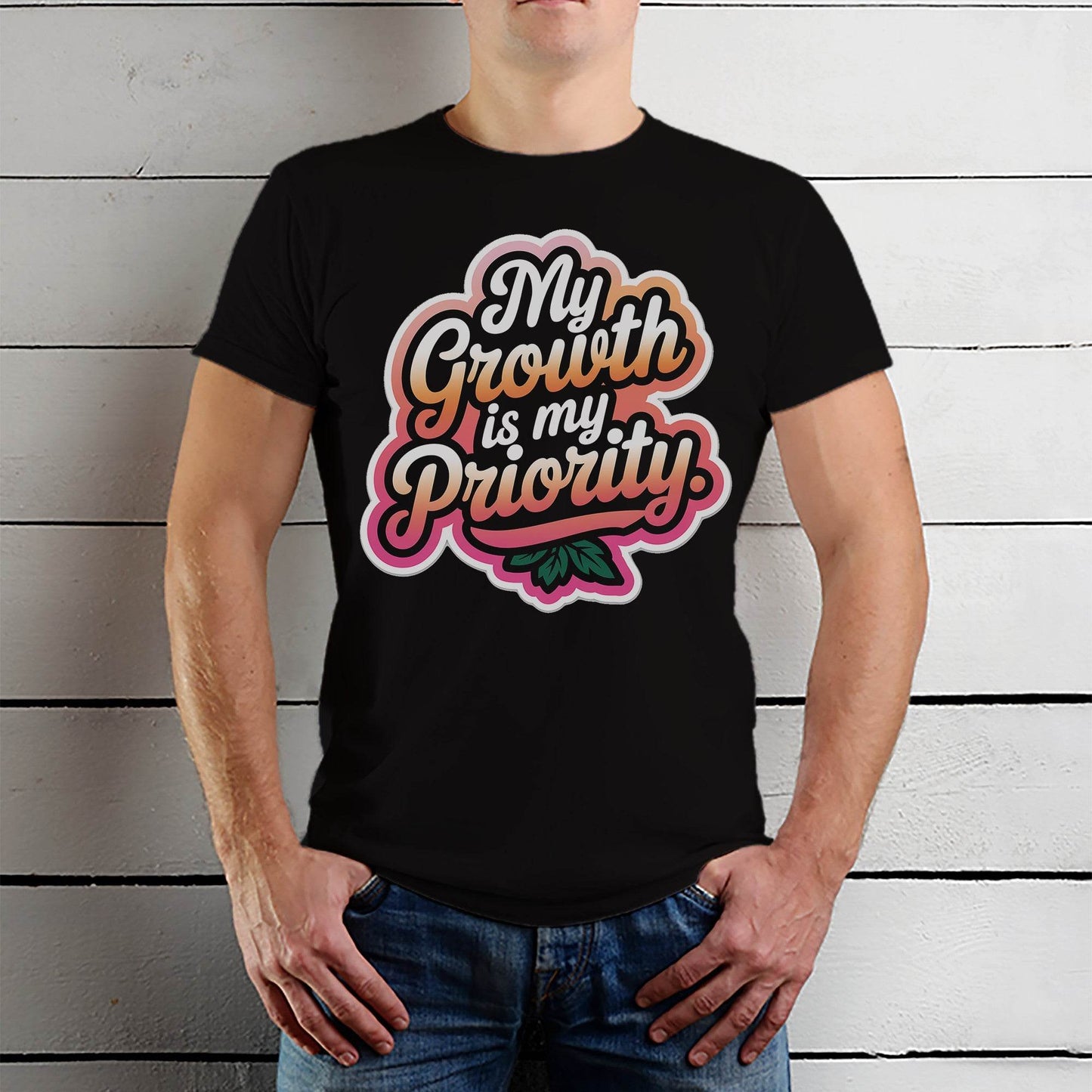 My Growth Is My Priority - Unisex Round Neck Regular Fit 100% Combed Cotton Half Sleeve T-Shirt - Mojilo Mart