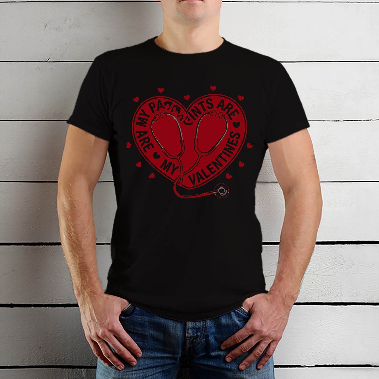 My Patients Are My Valentines Print - Unisex Round Neck Regular Fit 100% Combed Cotton Half Sleeve T-Shirt - Mojilo Mart