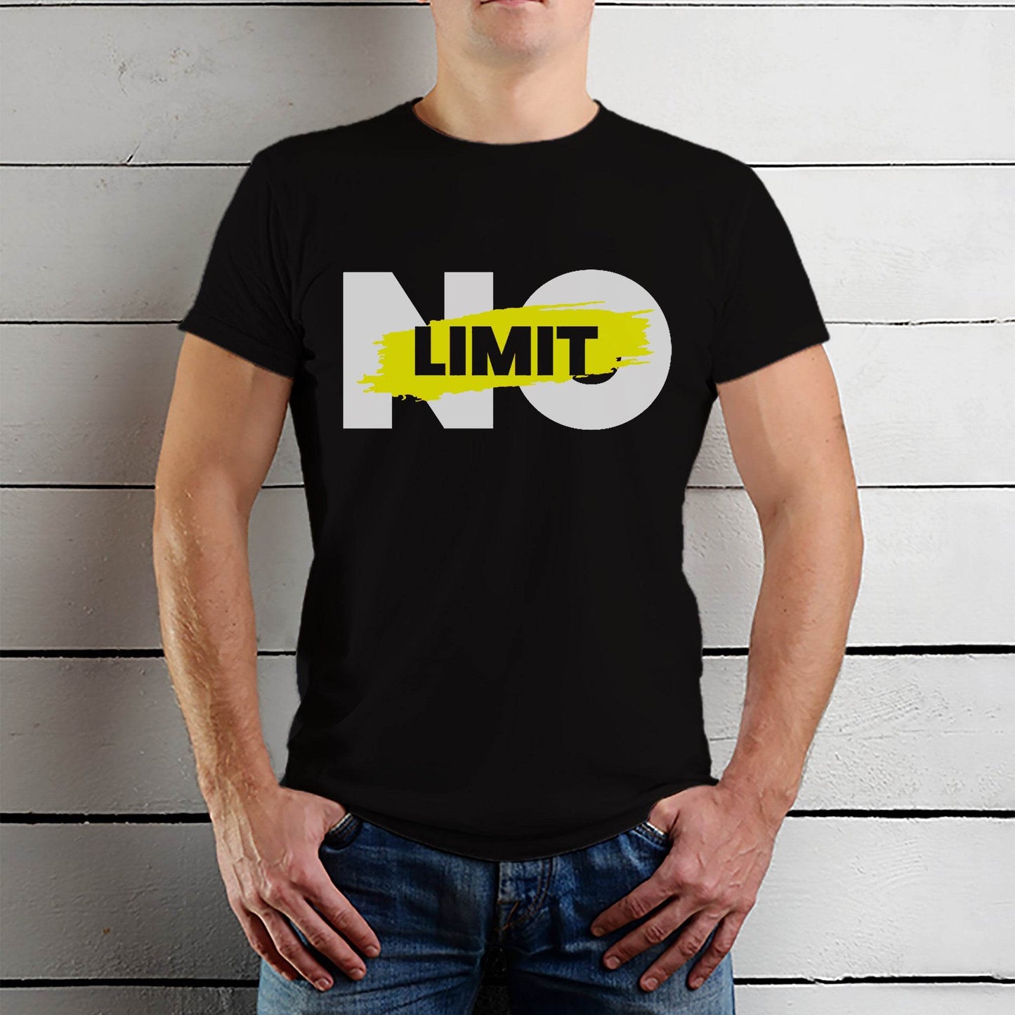 NO LIMIT - Unisex Round Neck Regular Fit 100% Combed Cotton Half Sleeve T-Shirt - Mojilo Mart