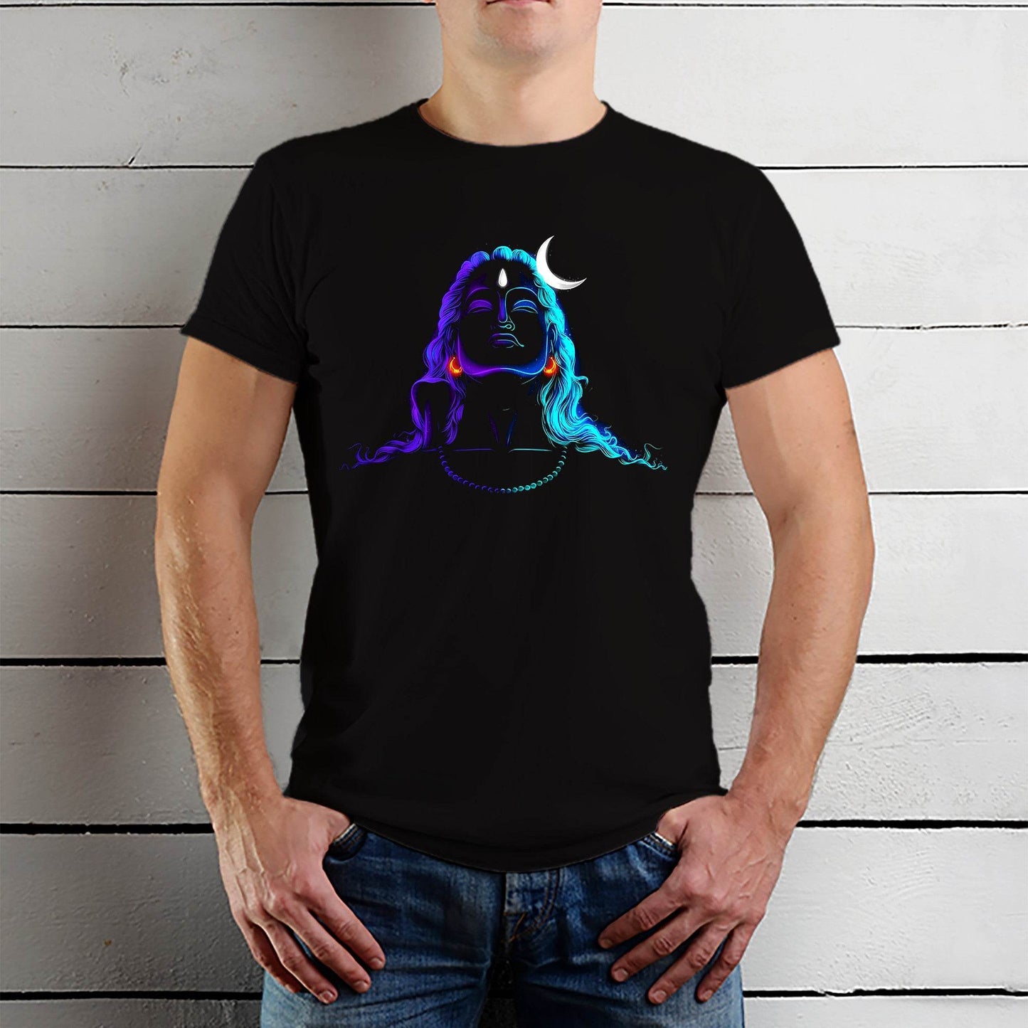 Neon Adi Shiv - Unisex Round Neck Regular Fit 100% Combed Cotton Half Sleeve T-Shirt - Mojilo Mart