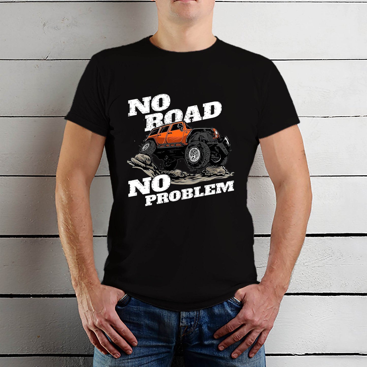 No Road No Problem - Unisex Round Neck Regular Fit 100% Combed Cotton Half Sleeve T-Shirt - Mojilo Mart