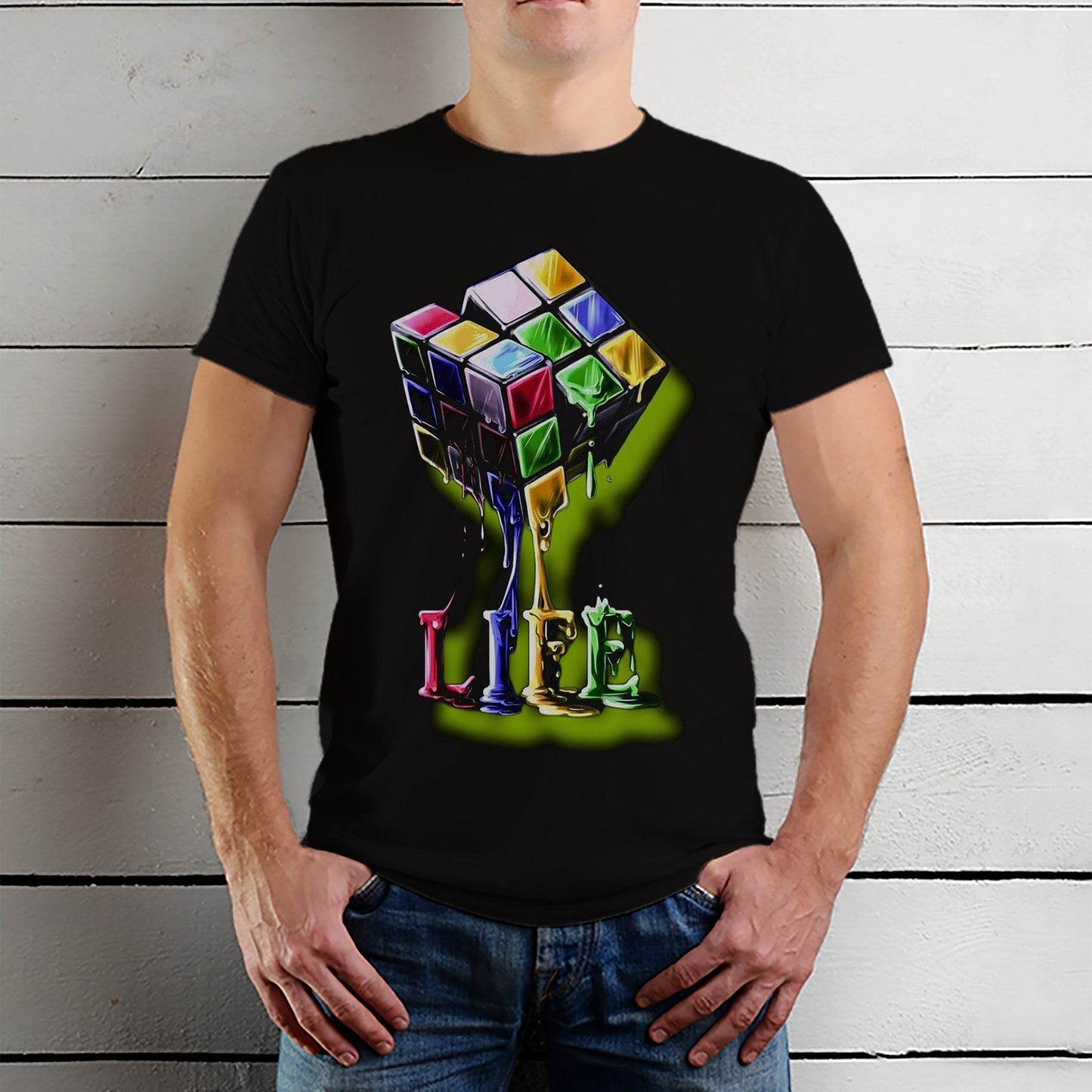 Rubik Cube Life - Unisex Round Neck Regular Fit 100% Combed Cotton Half Sleeve T-Shirt - Mojilo Mart