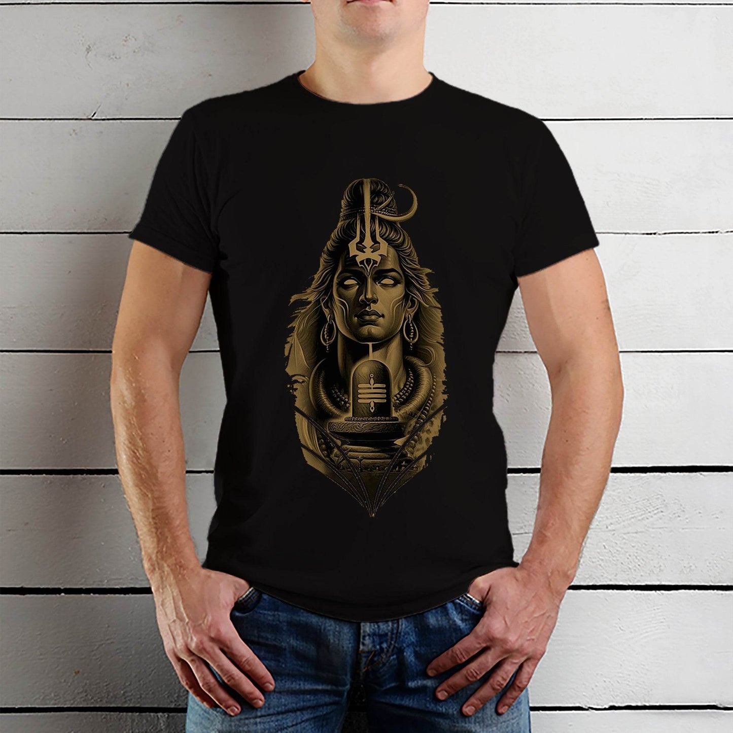Shiv Ling - Unisex Round Neck Regular Fit 100% Combed Cotton Half Sleeve T-Shirt - Mojilo Mart