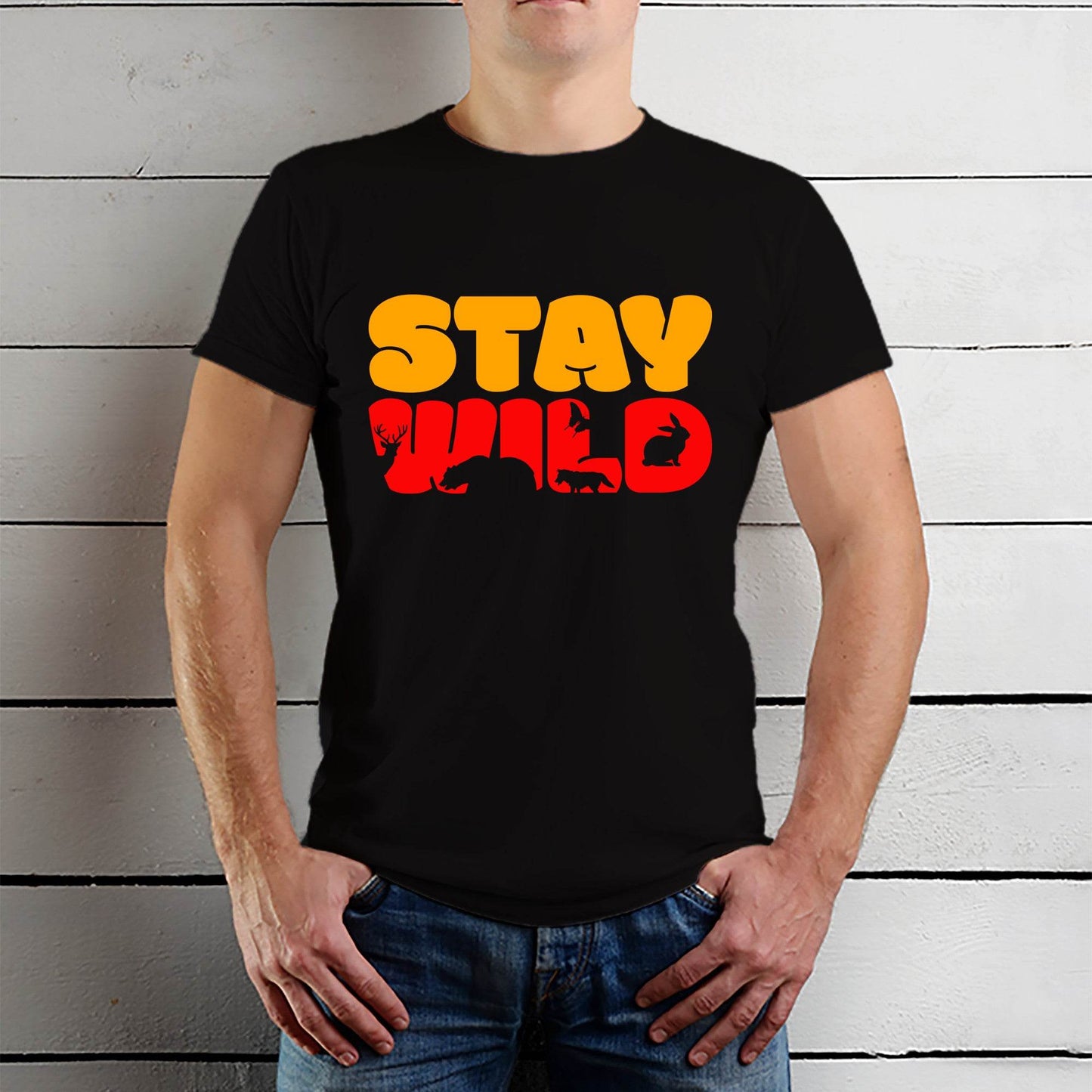 Stay Wild - Unisex Round Neck Regular Fit 100% Combed Cotton Half Sleeve T-Shirt - Mojilo Mart