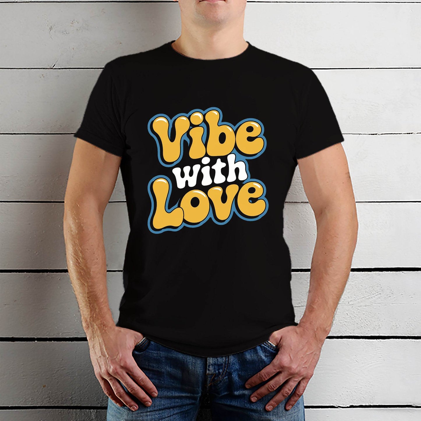 Vide With Love - Unisex Round Neck Regular Fit 100% Combed Cotton Half Sleeve T-Shirt - Mojilo Mart