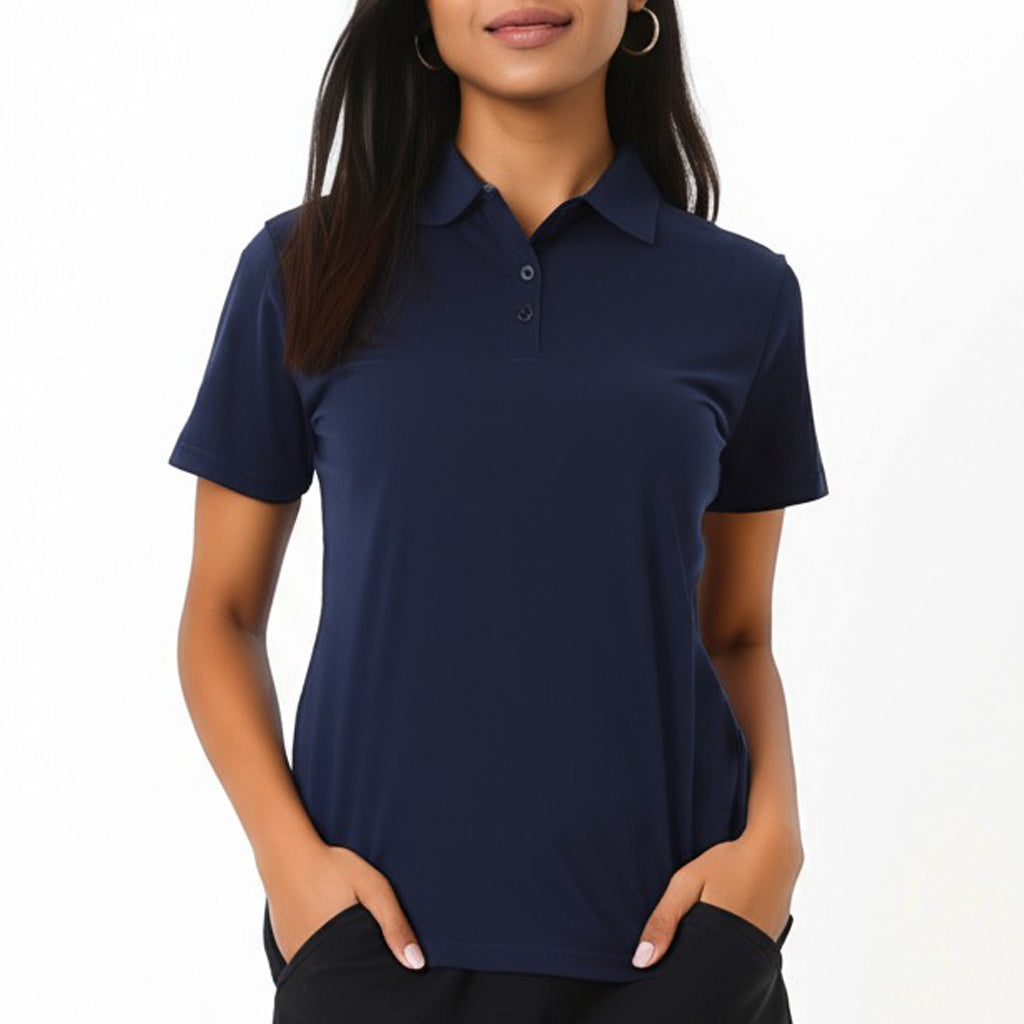 women staff uniform Polo Neck Cotton T-Shirt with DTF Printing and custom Sexy Office Girls Tshirt Logo Design