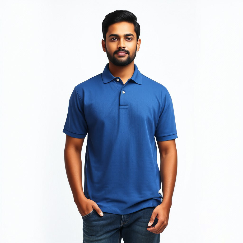 Men Polo Neck Cotton T-Shirt with DTF Printing and custom Tshirt Logo Design