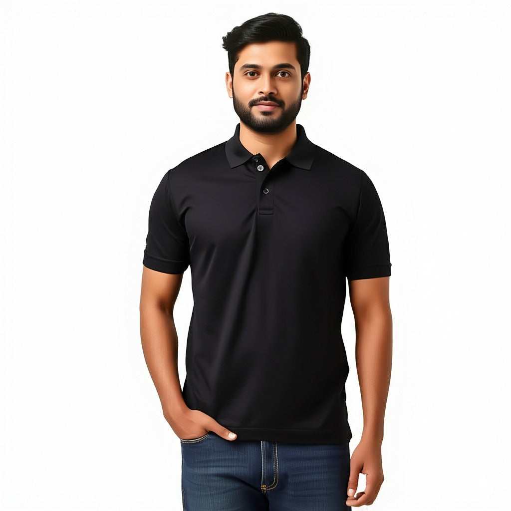 Men Polo Neck Cotton T-Shirt with DTF Printing and custom Tshirt Logo Design