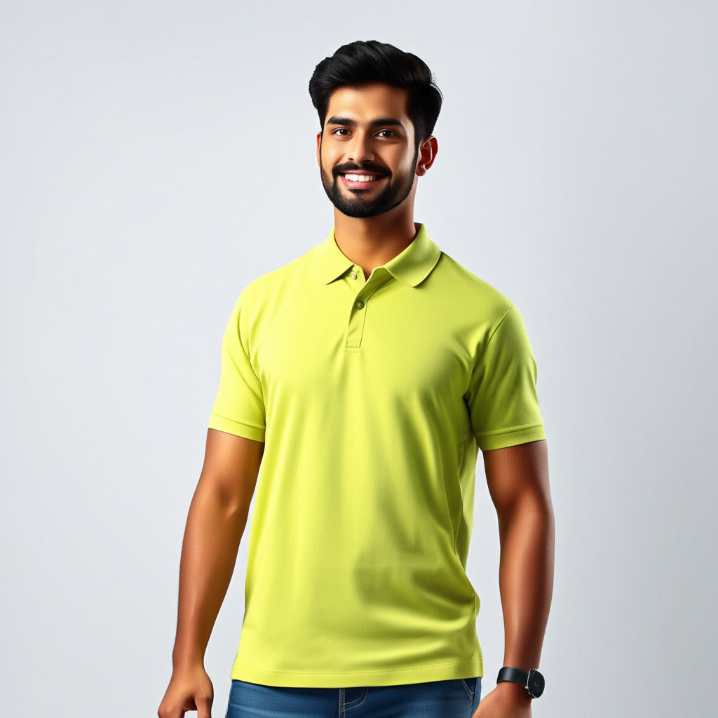 Men Polo Neck Cotton T-Shirt with DTF Printing and custom Tshirt Logo Design