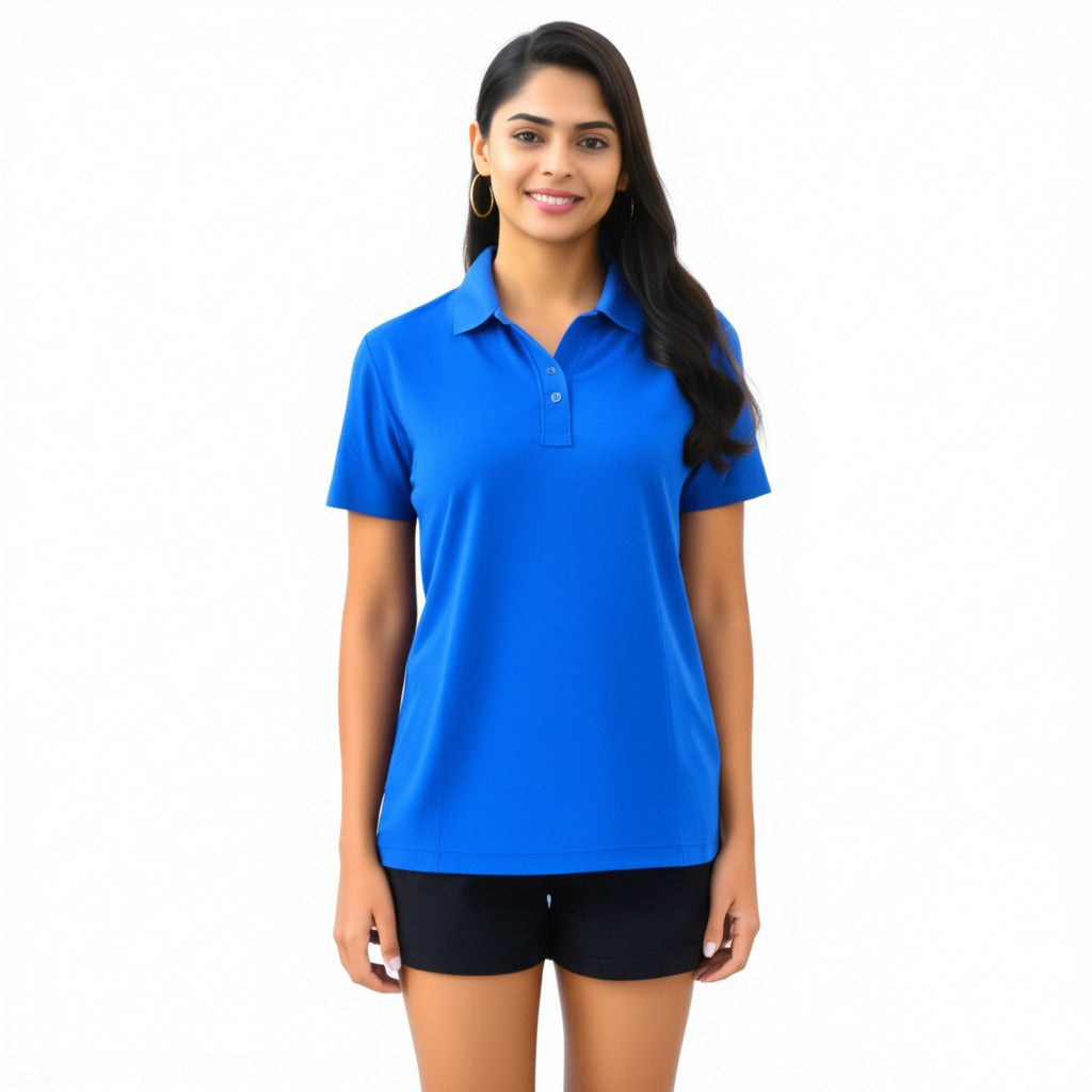 women staff uniform Polo Neck Cotton T-Shirt with DTF Printing and custom Sexy Office Girls Tshirt Logo Design