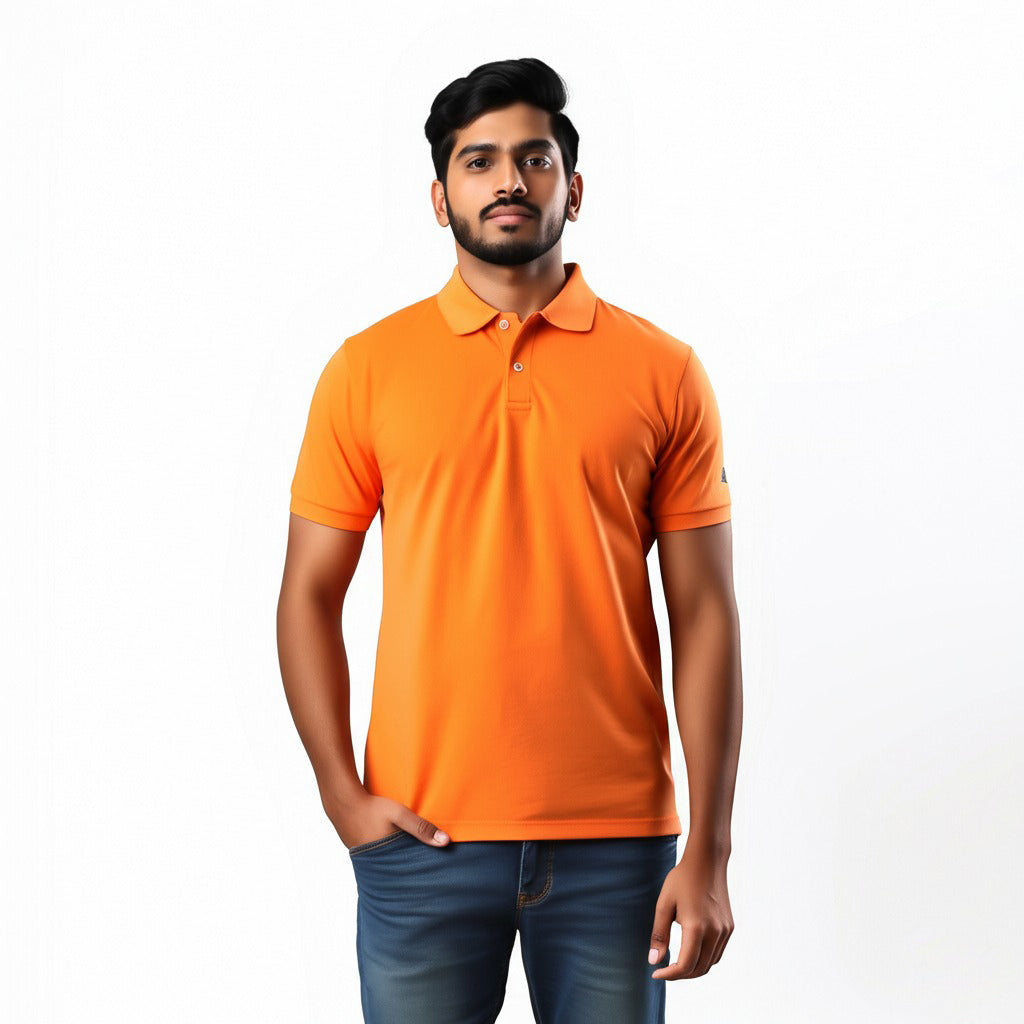 Men Polo Neck Cotton T-Shirt with DTF Printing and custom Tshirt Logo Design