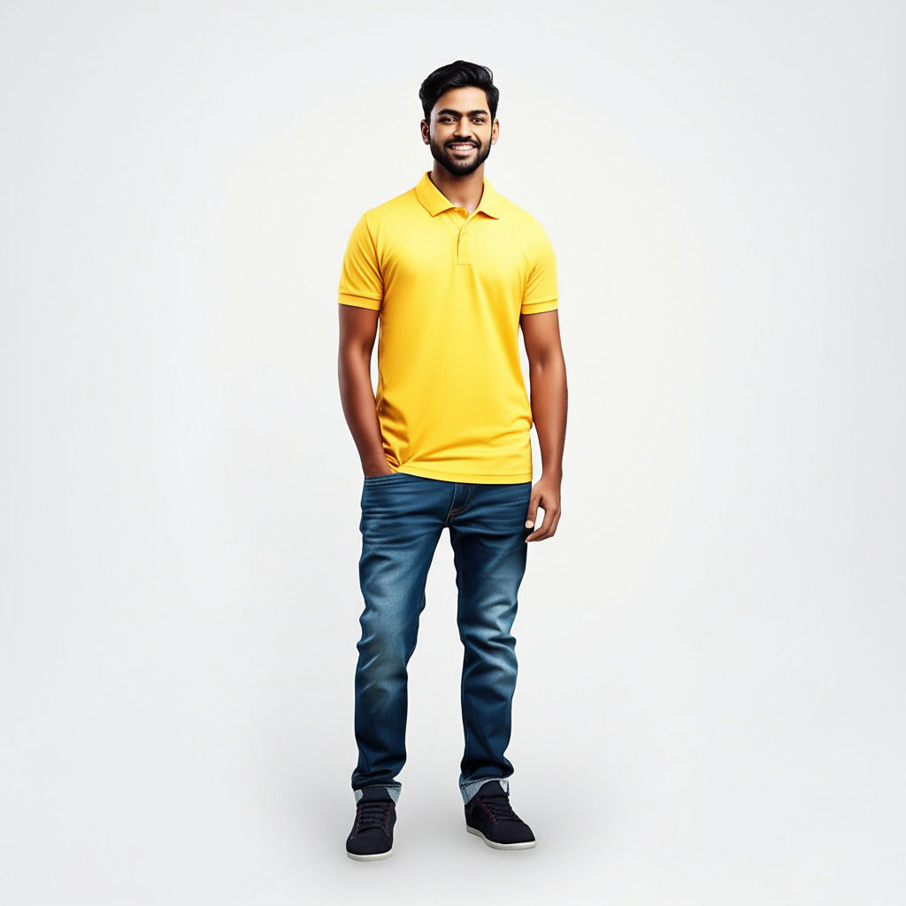 Men Polo Neck Cotton T-Shirt with DTF Printing and custom Tshirt Logo Design