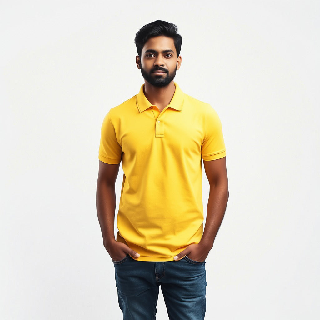 Men Polo Neck Cotton T-Shirt with DTF Printing and custom Tshirt Logo Design