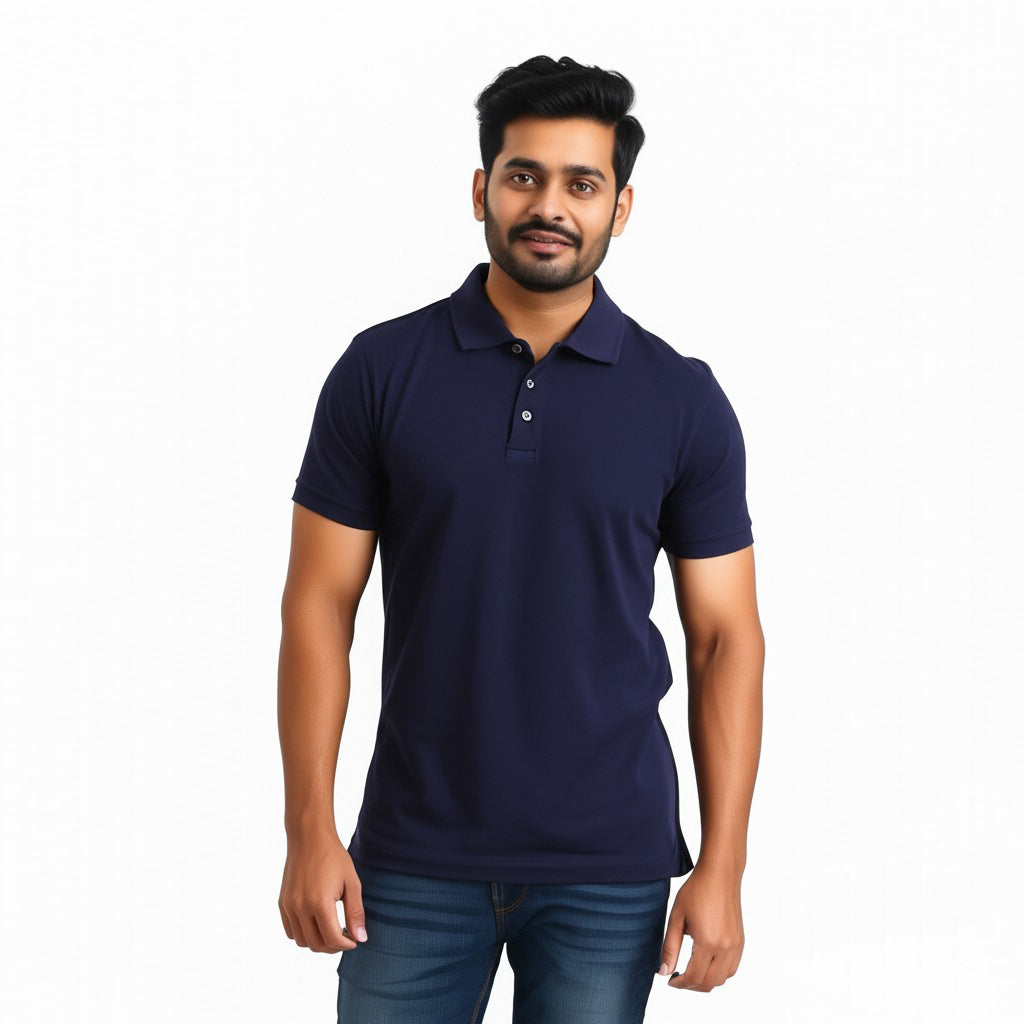 Men Polo Neck Cotton T-Shirt with DTF Printing and custom Tshirt Logo Design