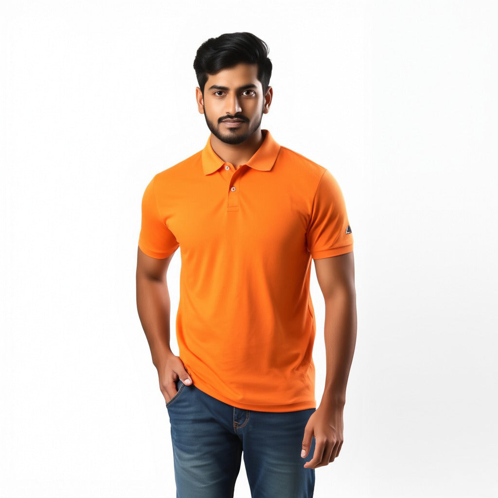 Men Polo Neck Cotton T-Shirt with DTF Printing and custom Tshirt Logo Design