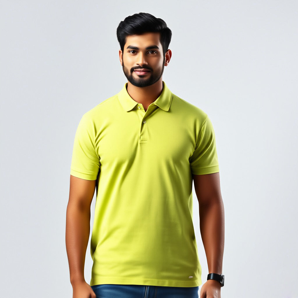 Men Polo Neck Cotton T-Shirt with DTF Printing and custom Tshirt Logo Design