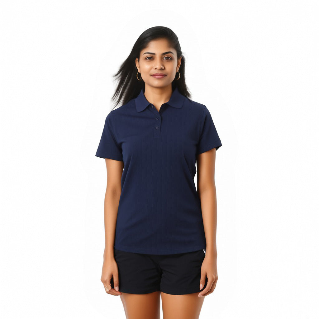 women staff uniform Polo Neck Cotton T-Shirt with DTF Printing and custom Sexy Office Girls Tshirt Logo Design