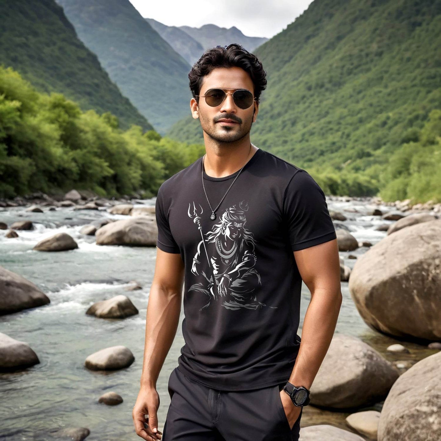 Lord Shiv Printed - Unisex Round Neck Regular Fit 100% Combed Cotton Half Sleeve T-Shirt - Mojilo Mart