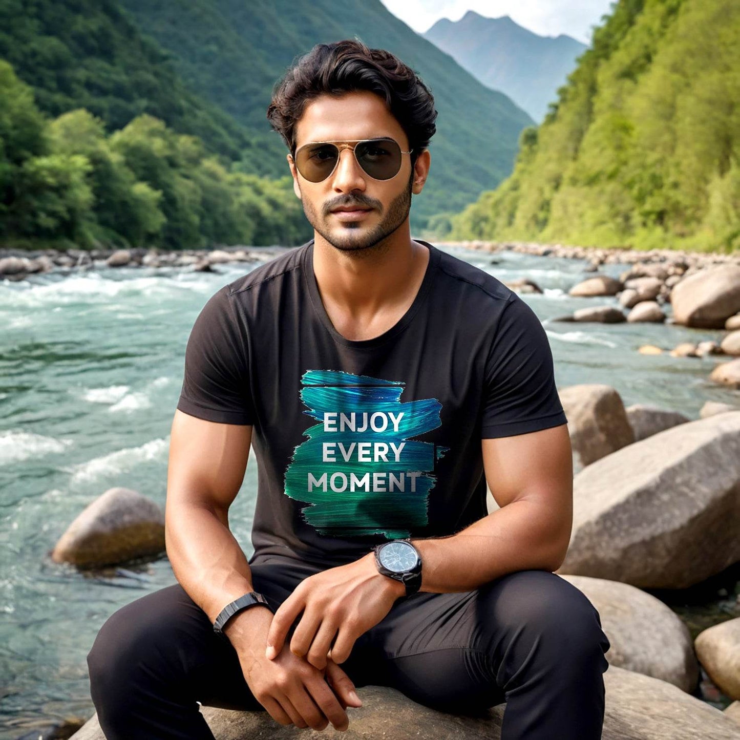 Enjoy Every Moment - Unisex Round Neck Regular Fit 100% Combed Cotton Half Sleeve T-Shirt - Mojilo Mart
