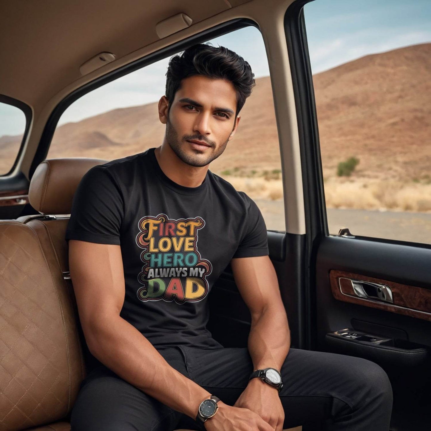 First Love Hero Always My Dad - Unisex Round Neck Regular Fit 100% Combed Cotton Half Sleeve T-Shirt - Mojilo Mart