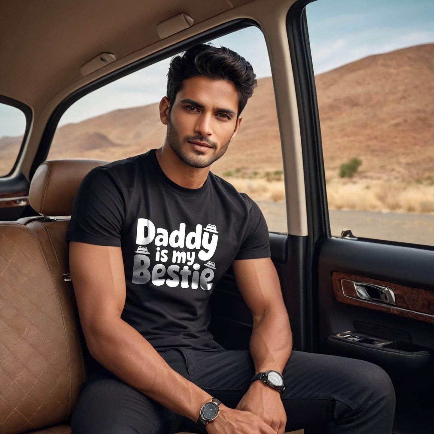 Daddy Is My Bestie - Unisex Round Neck Regular Fit 100% Combed Cotton Half Sleeve T-Shirt - Mojilo Mart