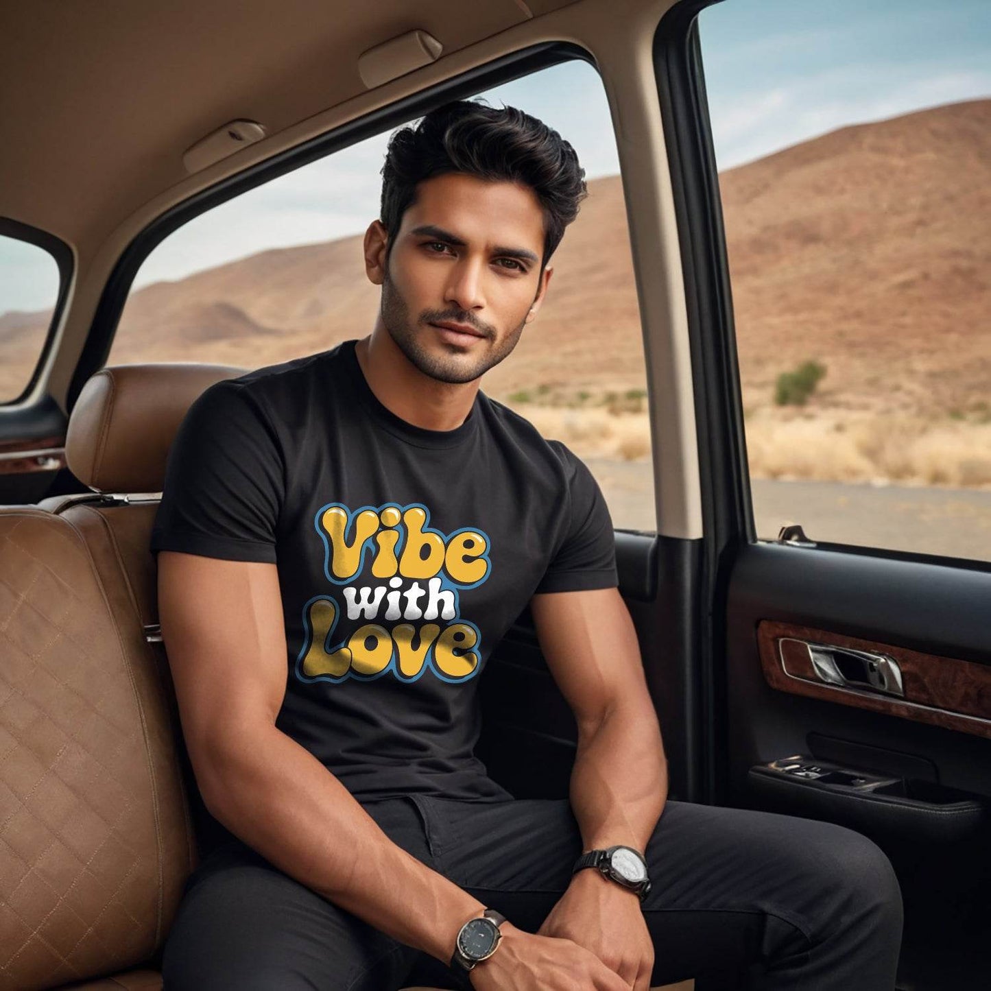 Vide With Love - Unisex Round Neck Regular Fit 100% Combed Cotton Half Sleeve T-Shirt - Mojilo Mart