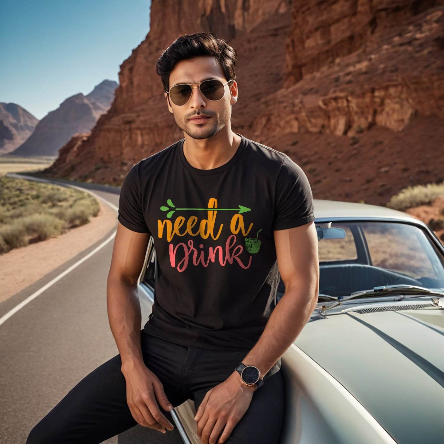 Need A Drink - Unisex Round Neck Regular Fit 100% Combed Cotton Half Sleeve T-Shirt - Mojilo Mart