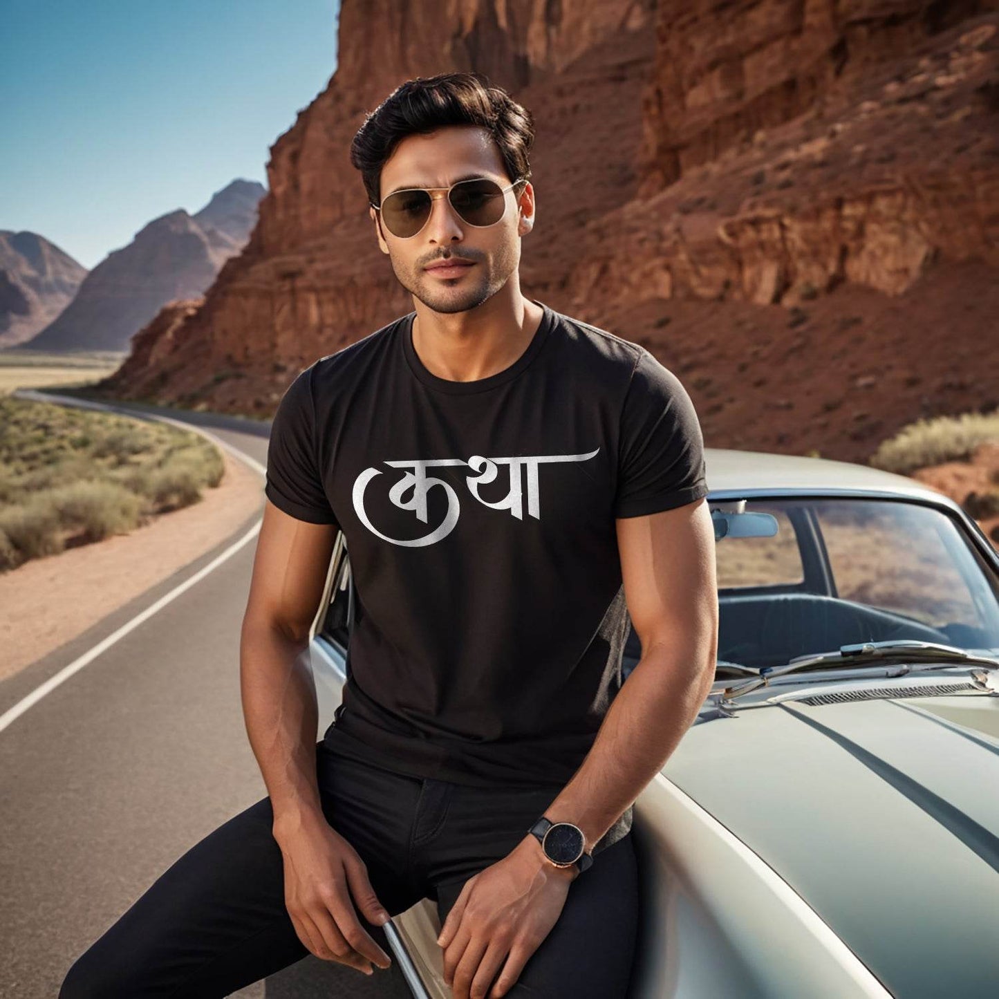 Katha Typography - Unisex Round Neck Regular Fit 100% Combed Cotton Half Sleeve T-Shirt - Mojilo Mart