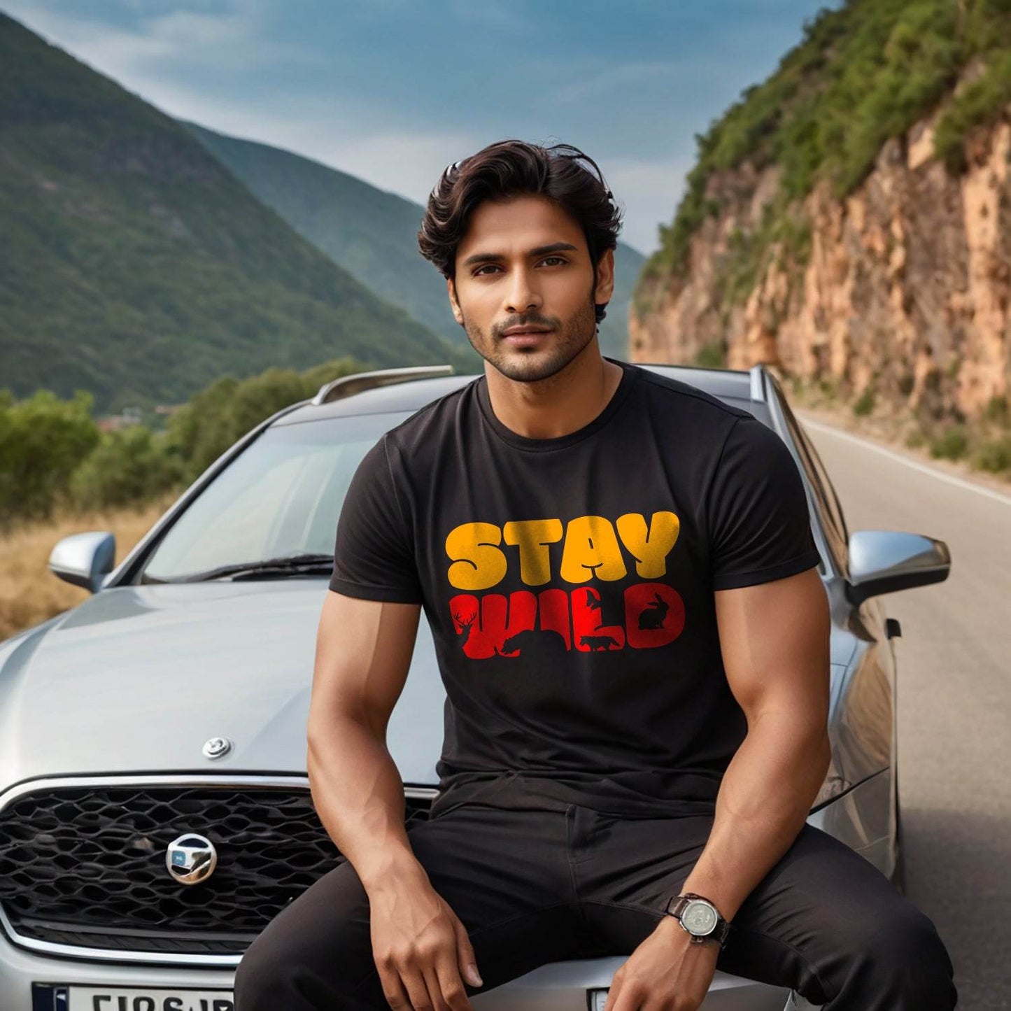 Stay Wild - Unisex Round Neck Regular Fit 100% Combed Cotton Half Sleeve T-Shirt - Mojilo Mart