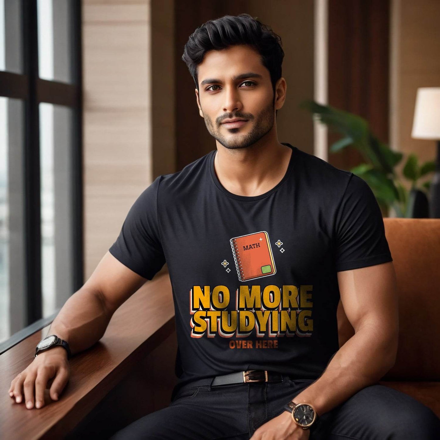 No More Studying Over hare - Unisex Round Neck Regular Fit 100% Combed Cotton Half Sleeve T-Shirt - Mojilo Mart