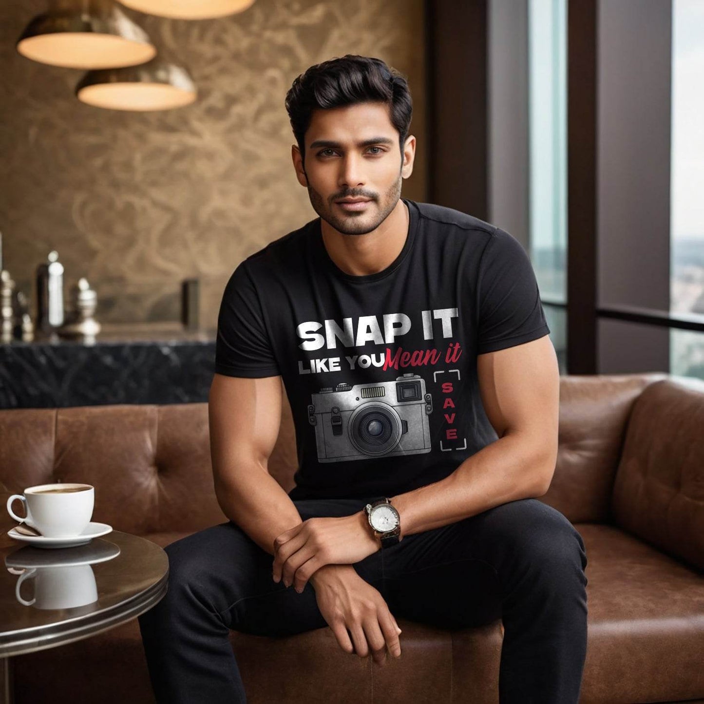 Snap it like you mean it - Unisex Round Neck Regular Fit 100% Combed Cotton Half Sleeve T-Shirt - Mojilo Mart