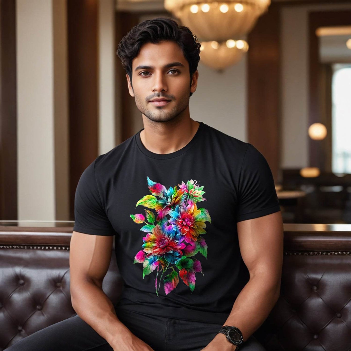 Wild Flower - Unisex Round Neck Regular Fit 100% Combed Cotton Half Sleeve T-Shirt - Mojilo Mart