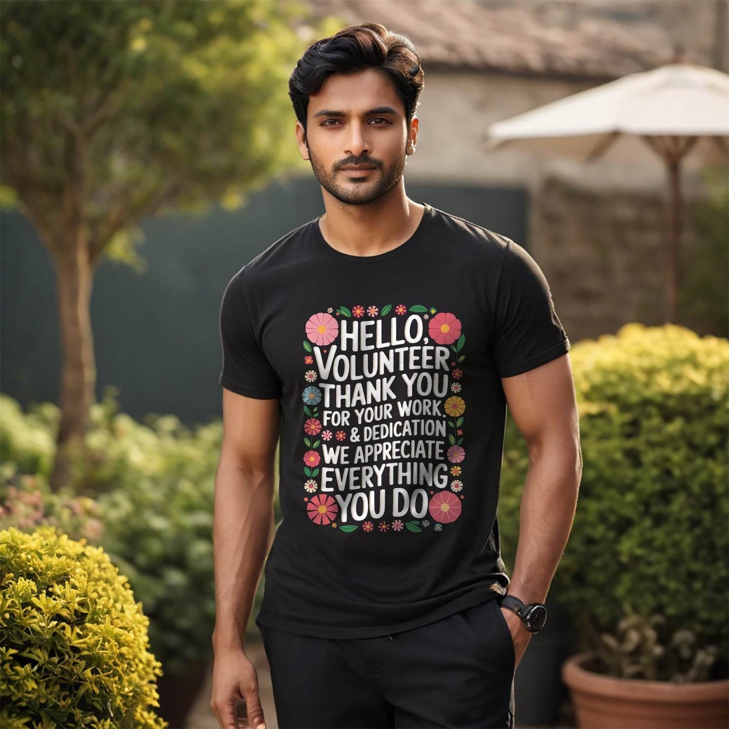 Hello, Volunteer Thank You For Your Work & Dedication We Appreciate Everything You Do - Unisex Round Neck Regular Fit 100% Combed Cotton Half Sleeve T-Shirt - Mojilo Mart