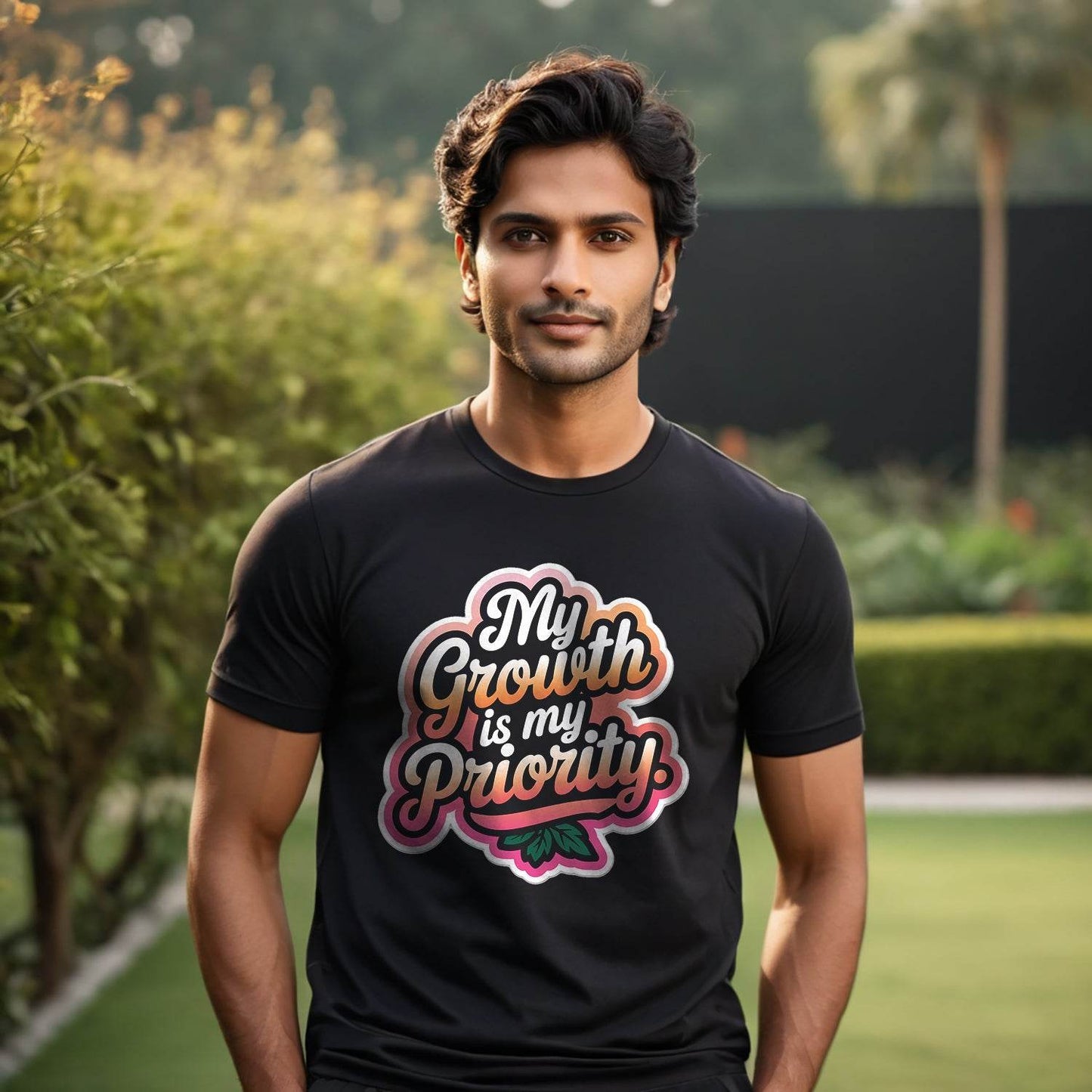 My Growth Is My Priority - Unisex Round Neck Regular Fit 100% Combed Cotton Half Sleeve T-Shirt - Mojilo Mart
