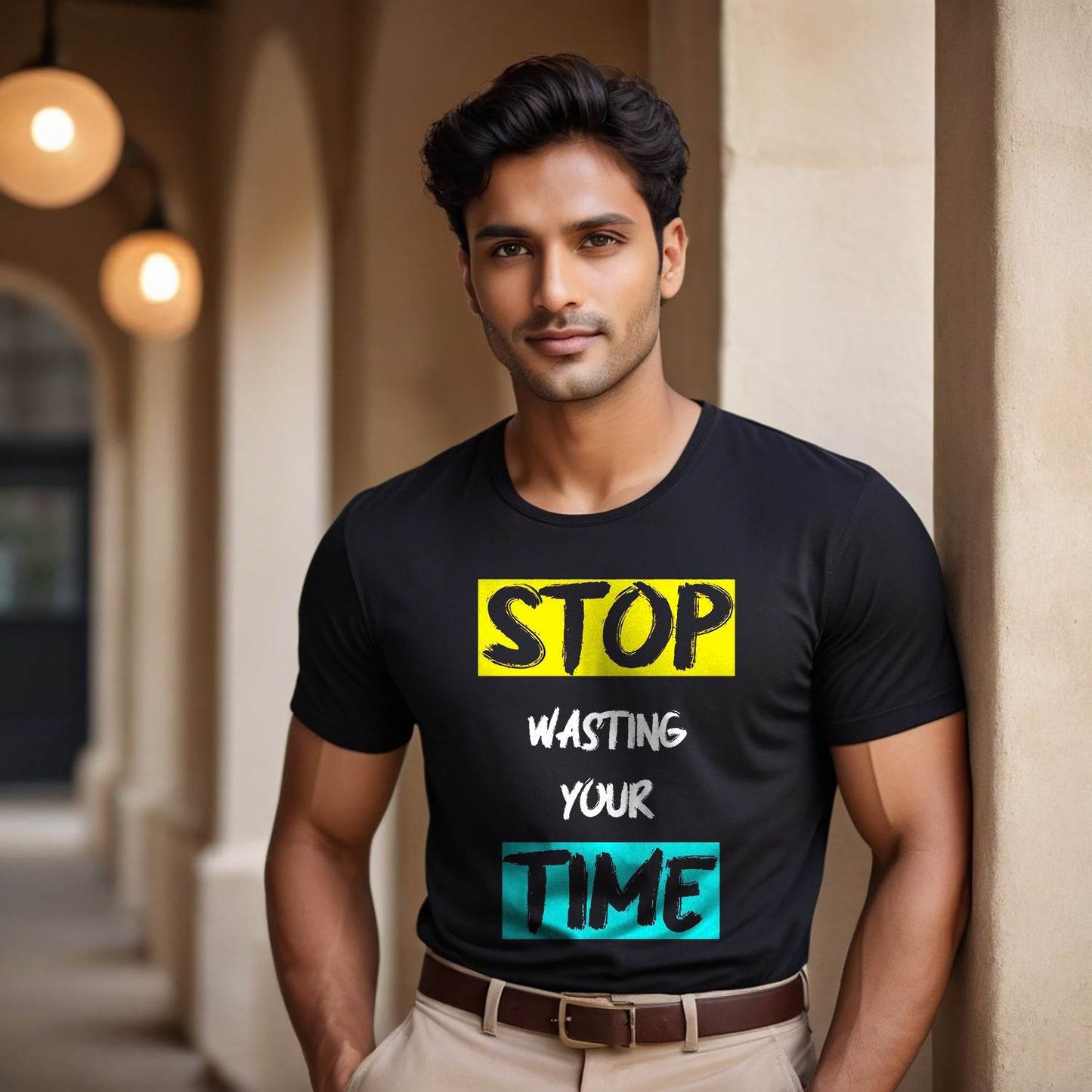 STOP Wasting Your Time - Unisex Round Neck Regular Fit 100% Combed Cotton Half Sleeve T-Shirt - Mojilo Mart