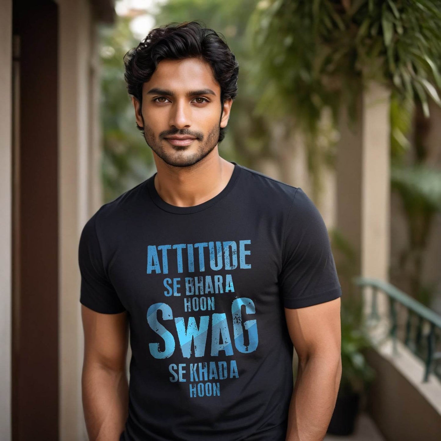 ATTITUDE SE BHARA HOON SWAG SE KHADA HOON - Unisex Round Neck Regular Fit 100% Combed Cotton Half Sleeve T-Shirt - Mojilo Mart